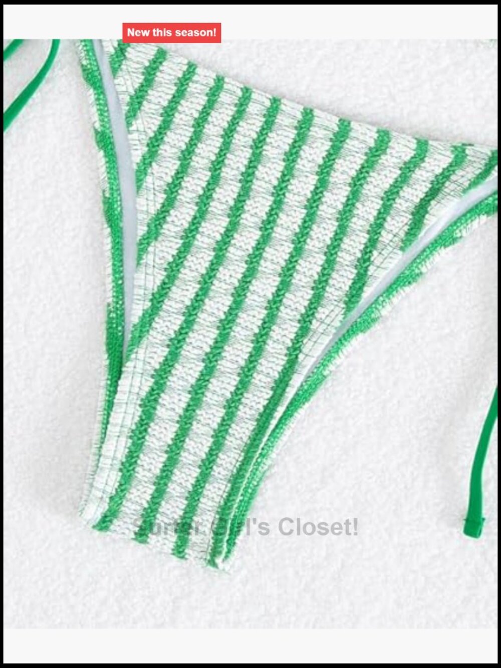 Striped Halter Triangle High Waisted Bikini Set Swimsuit View 5